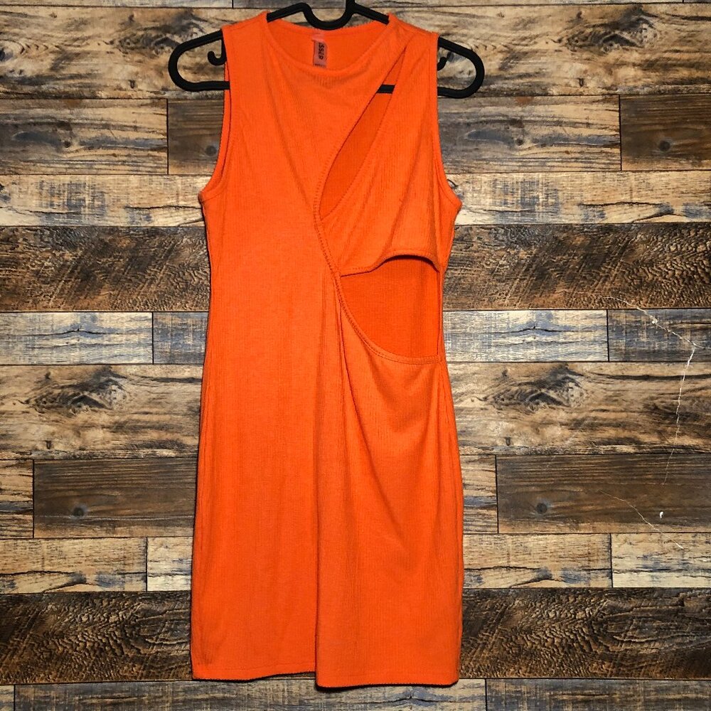 Bright orange sexy cutout mini dress